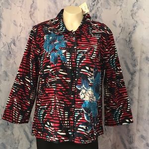 NWT Christopher & Banks floral lined jacket button down